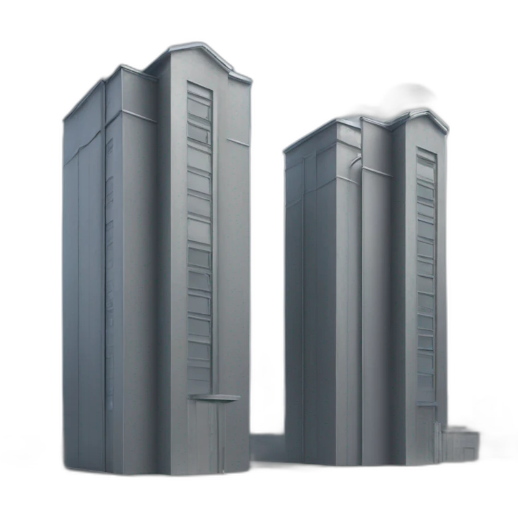 twin very tall gray metal buildings emoji