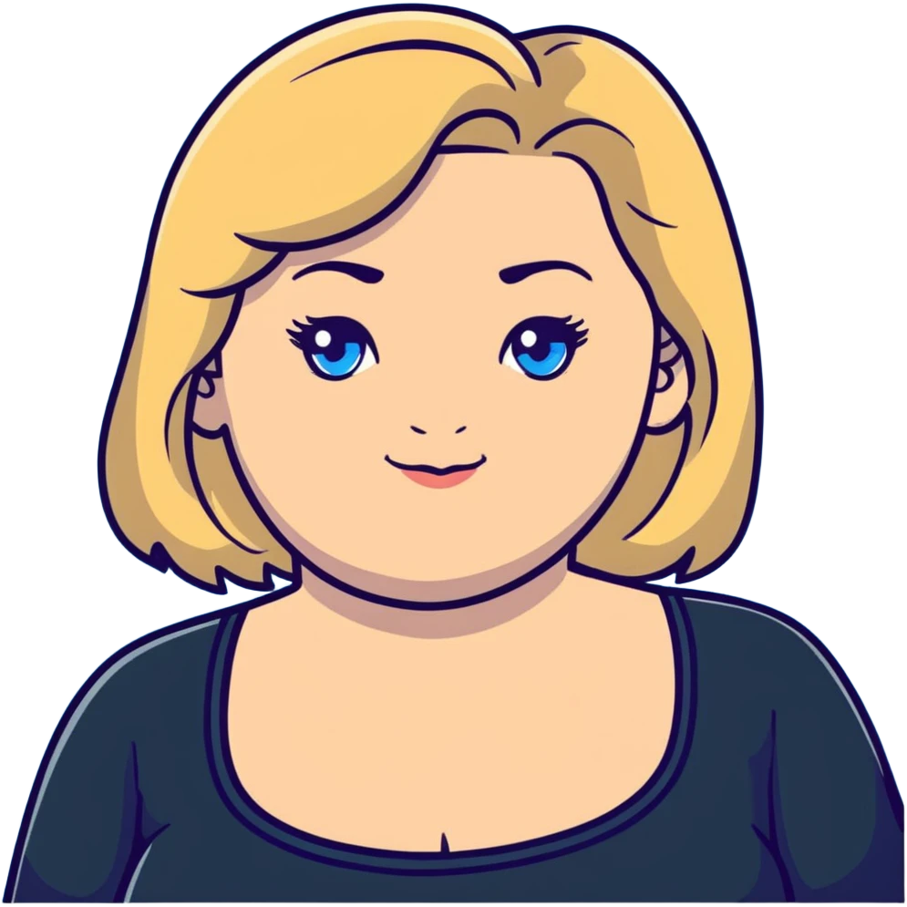 A middle aged plus size woman with blonde hair and blue eyes emoji