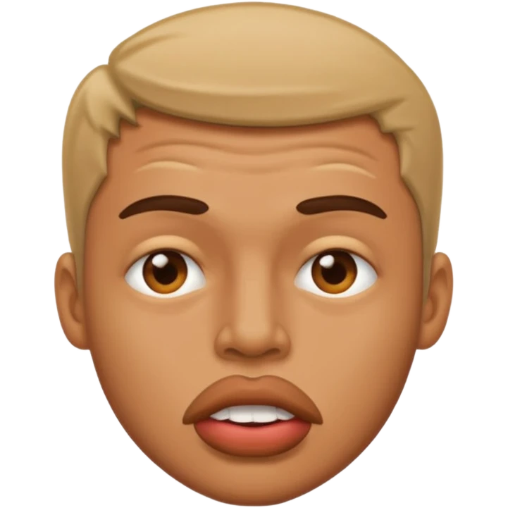 A man crushing his lips together emoji