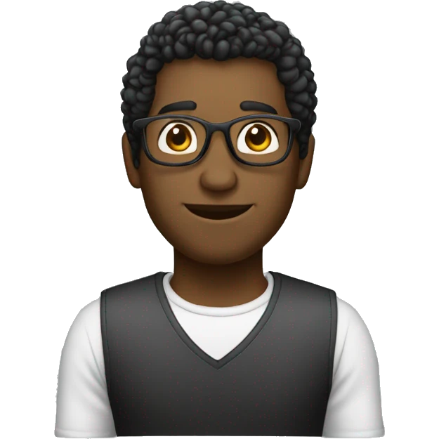 Homem branco, cabelos pretos, olhos pretos, usando óculos escuro emoji