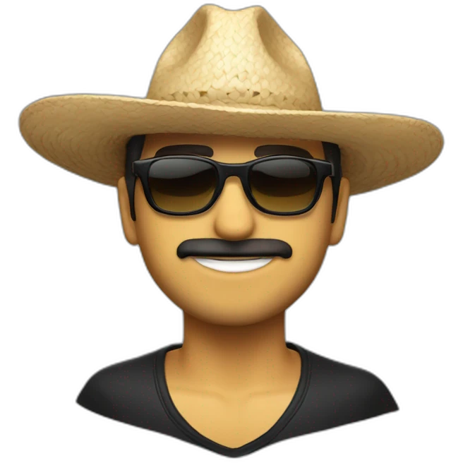 chico rubio con lentes geniales y sombrero negro  emoji