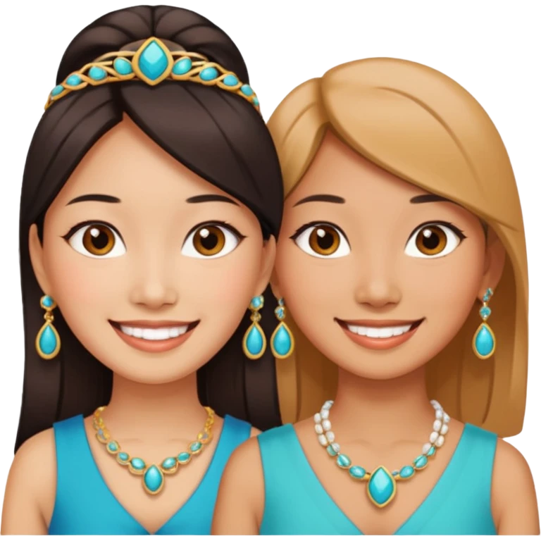Two different asian women beside each other smiling emoji