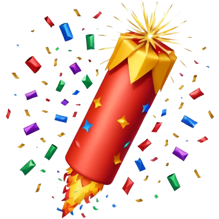 holiday firecracker, with confetti emoji