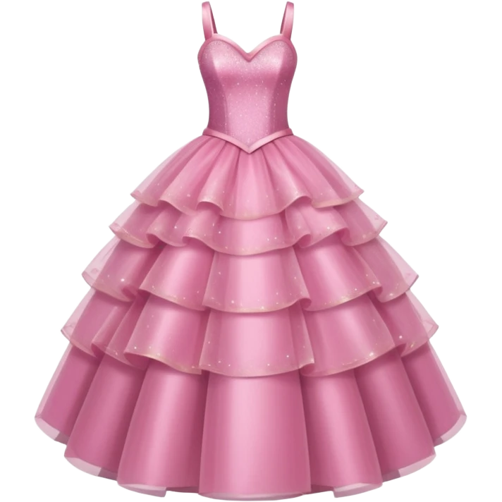 A pink glittering princess gown with layered tulle skirt.



























 emoji