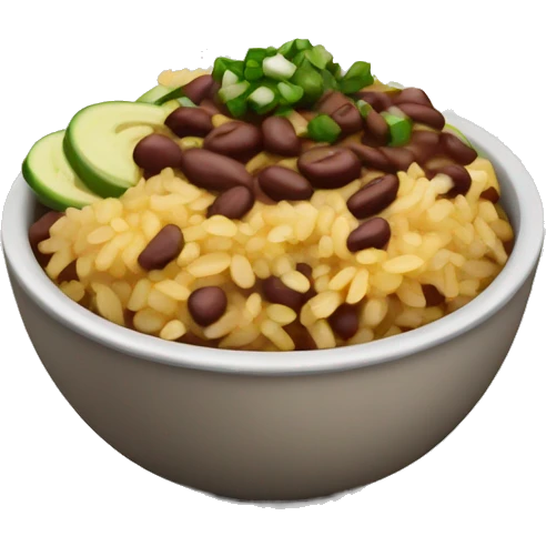 Chipotle bowl with rice steak cheese and beans emoji