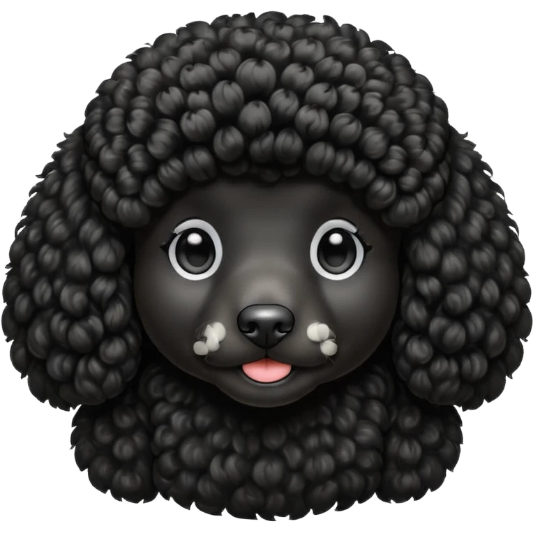 black poodle, round face emoji
