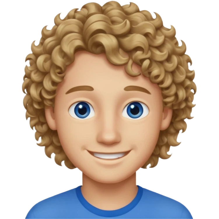 20 year old boy with wavy-curly dark blonde hair and blue eyes  emoji