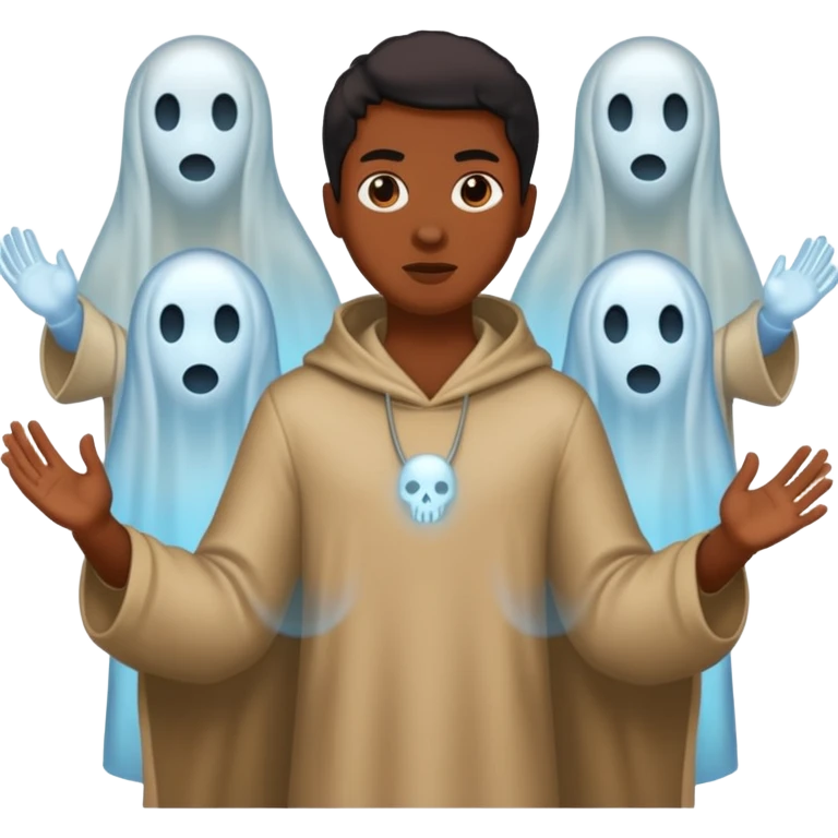 4 ghosts hunting a black person emoji