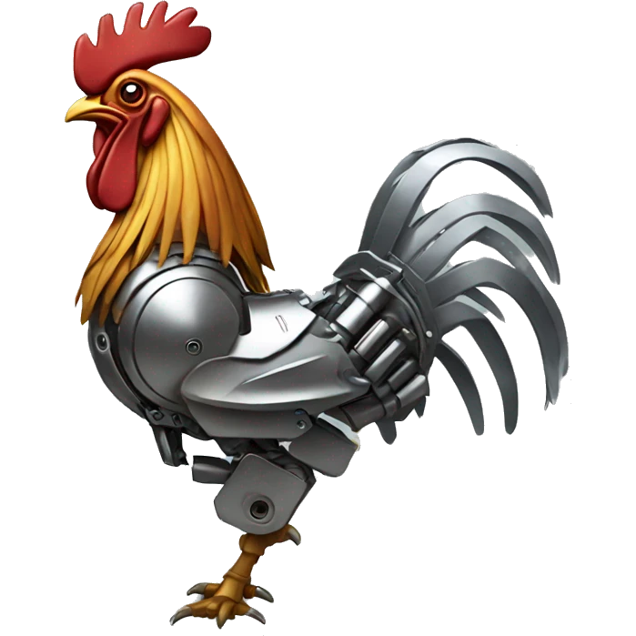 robotic rooster made of iron emoji