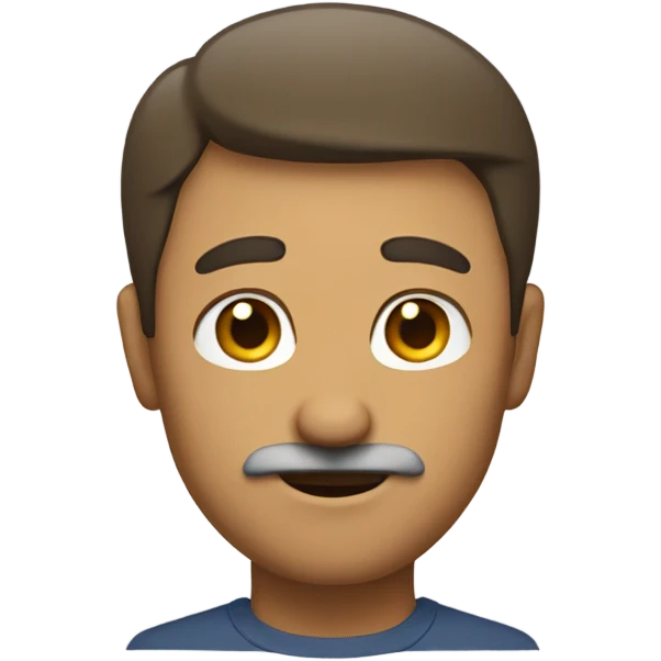 A guy with a short mustache raising his hand up emoji