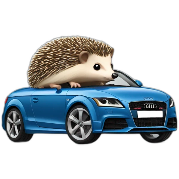 Hedgehog driving a audi TT car emoji
