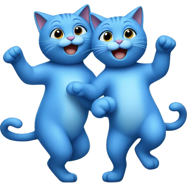 2 blue cats dancing emoji