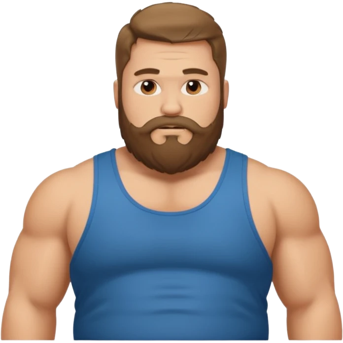 Long hair fat muscle men with beard in tank top emoji
