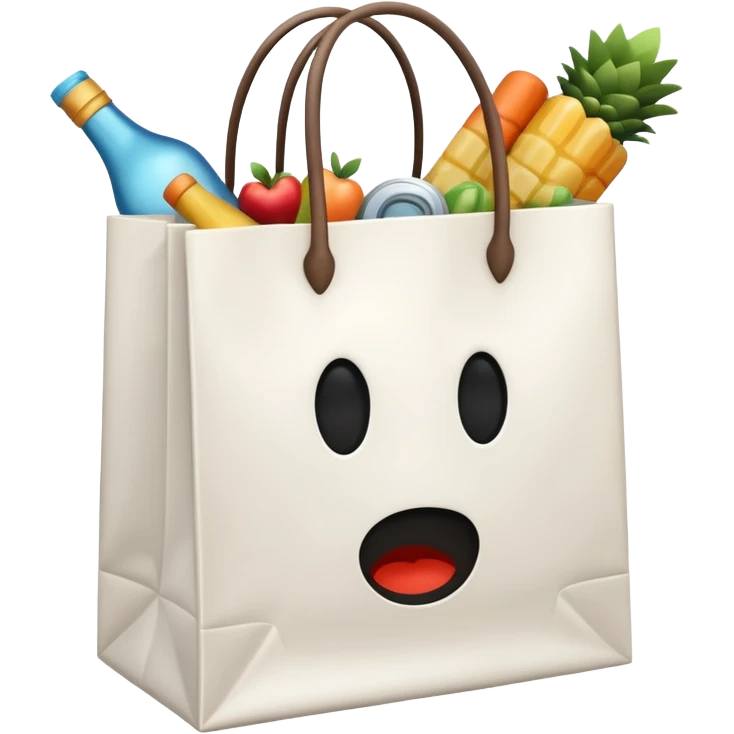 white shopping bag without face, and there are something full inside it, but it is not food emoji