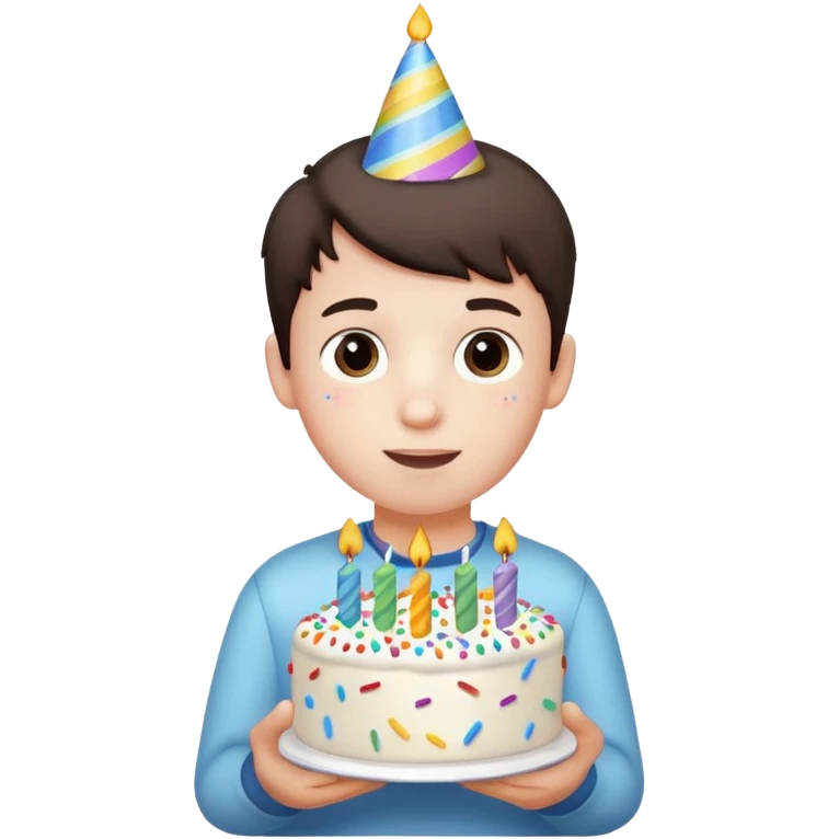 boy with birthday cake emoji