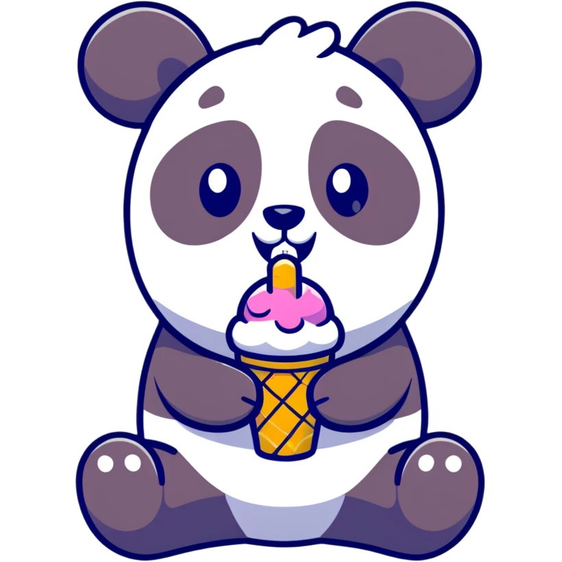 Panda eating ice cream emoji
