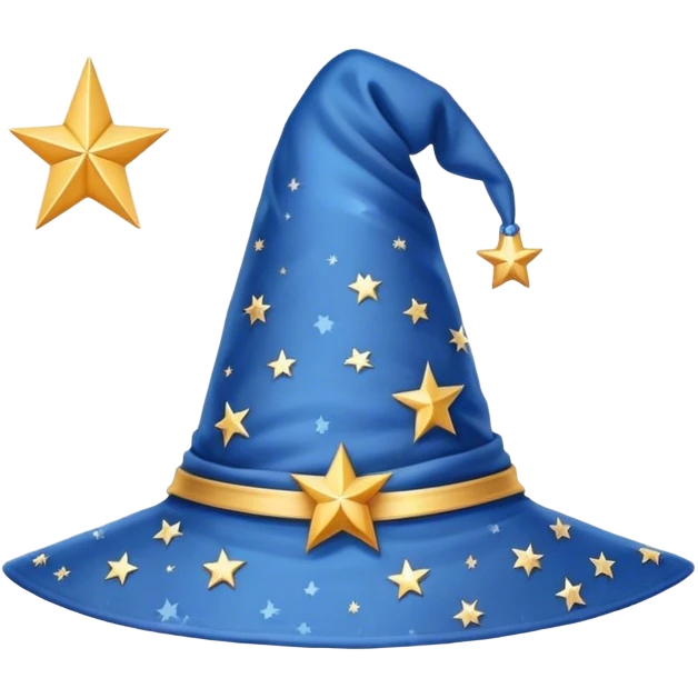blue wizard hat with star and moon pattern emoji