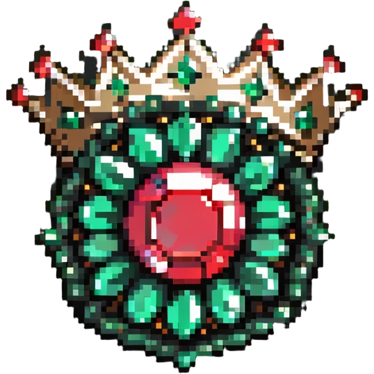Crown-shaped member badge with green gemstones transitioning to red rubies at the tips emoji