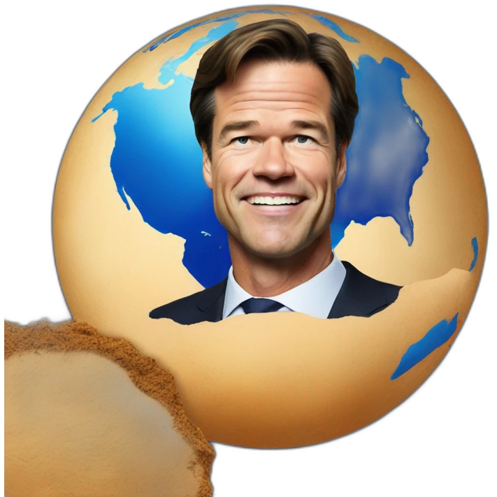 Mark Rutte with flath earth emoji