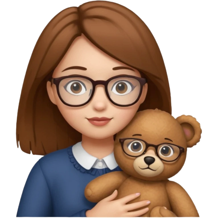  girl with single teddy bear she is wearing glasses bear without glasses  emoji