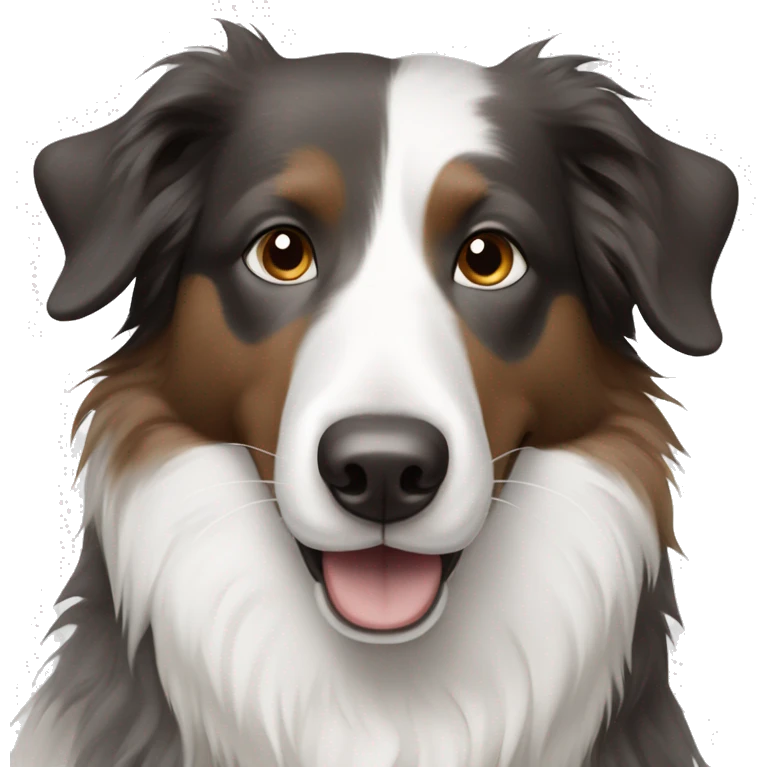 Bordercollie with brown and grey areas in white face more white emoji