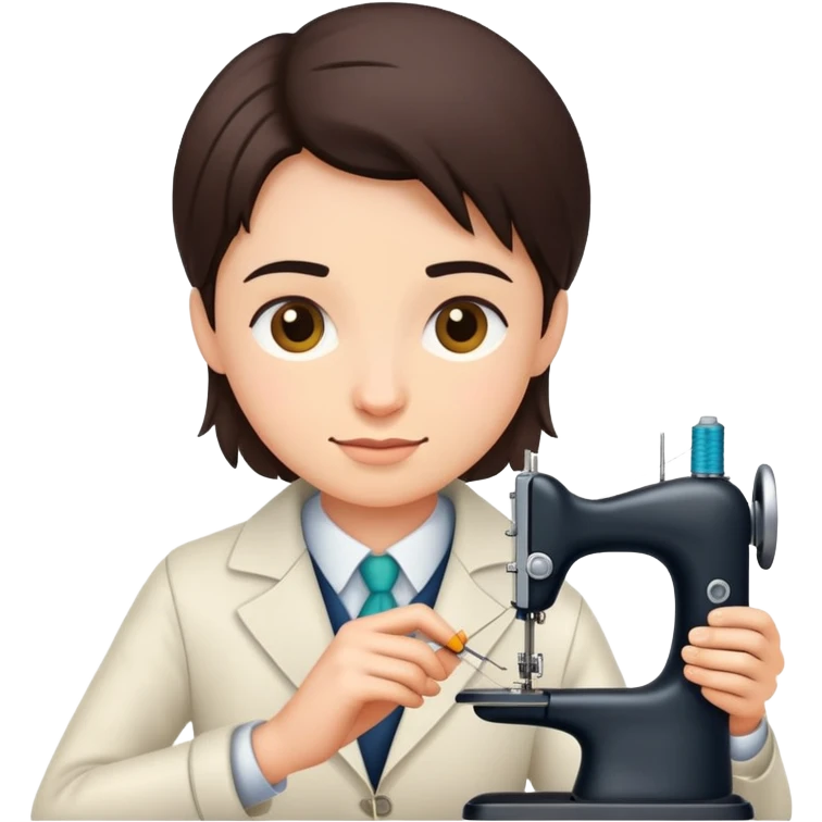 tailor sewing holding needle and thread emoji