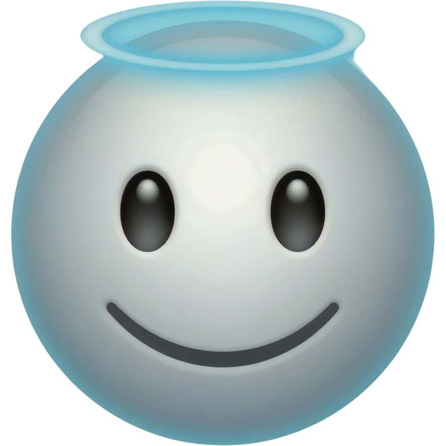 smiley half moon glow light blue color emoji