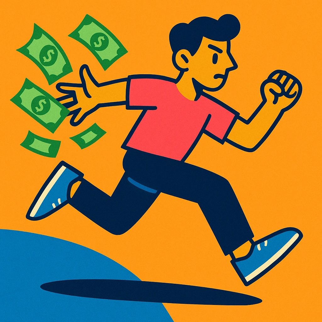 a person sprinting with dollar bills flying out of their hands emoji