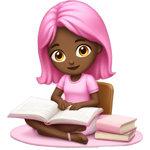 Girl studying cute pink aesthetic emoji