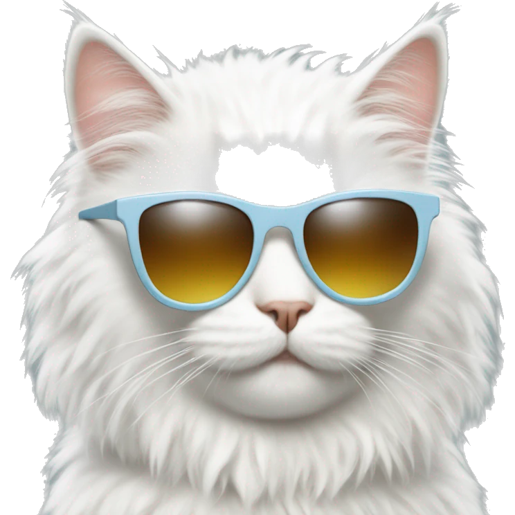 White fluffy cat wearing sunglasses  emoji