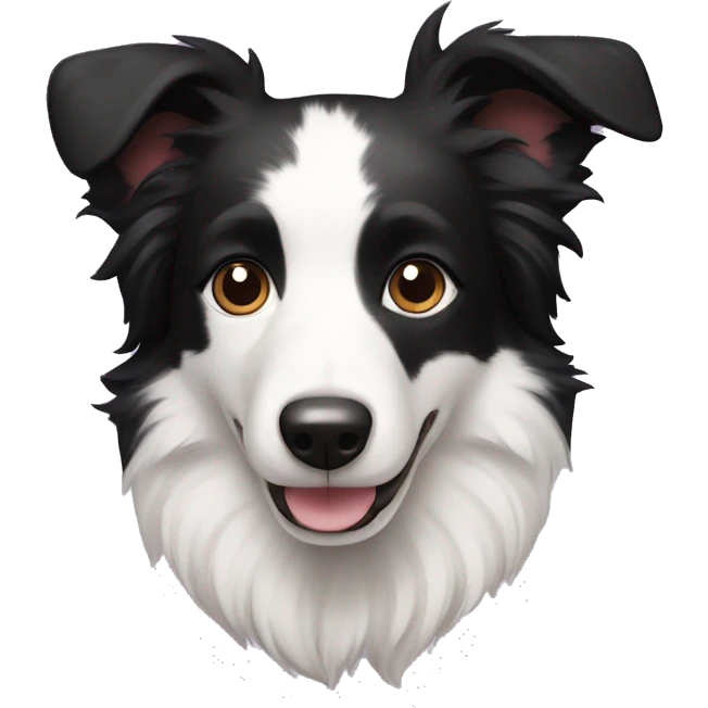 A cute Border Collie with black ears, only has black and white hair emoji