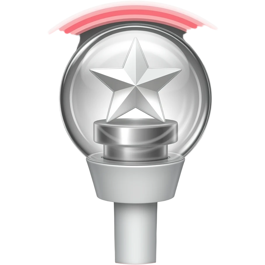 Stray Kids leuchtstab. Weißer leuchtstab mit einer durchsichtigen Kugel. In der Kugel ist ein Stern umgeben von schwarzer und weiter außen roten kreisen emoji