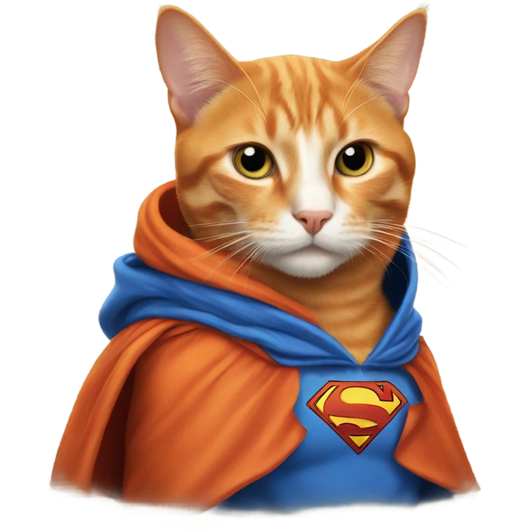 Orange cat wearing superman hoodie  emoji