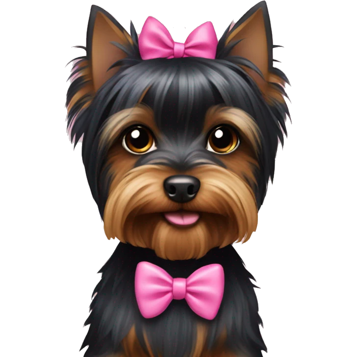 black yorkshire terrier with an pink bow emoji
