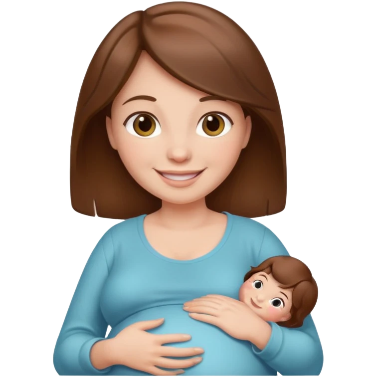 Una mamá embarazada de cabello  café  emoji