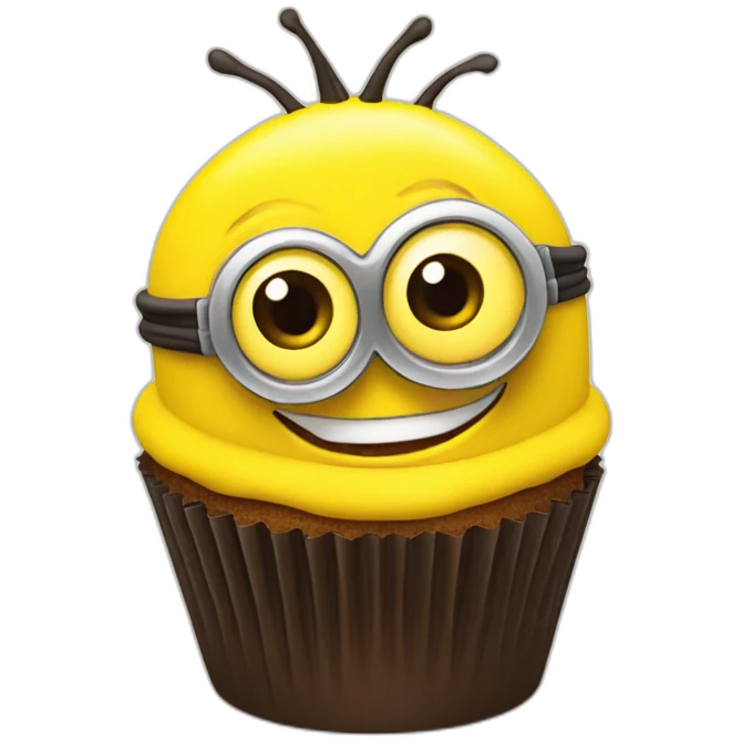Happy yellow minion cupcake  emoji