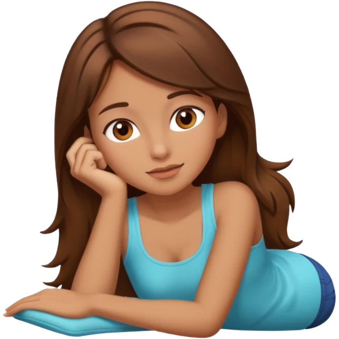 brown hair girl lying on side emoji