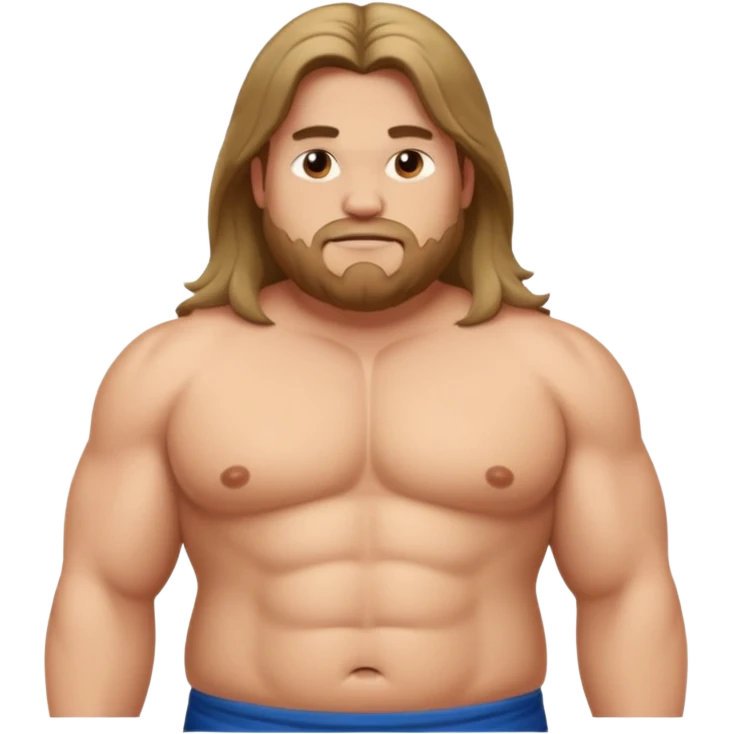 Shirtless long hair fat muscle men emoji