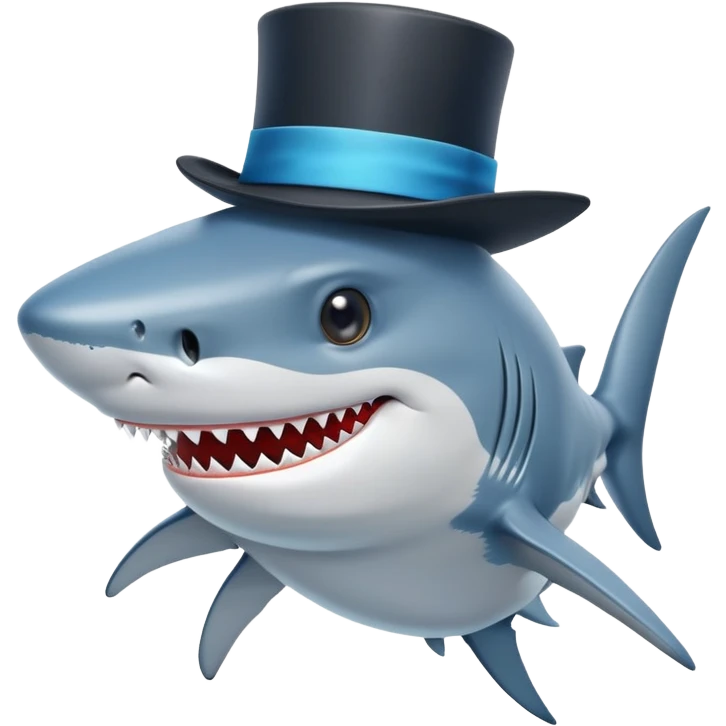 Shark with a top hat emoji