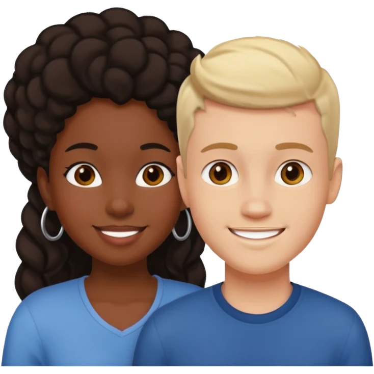 Couple in love black girl and white boy  emoji