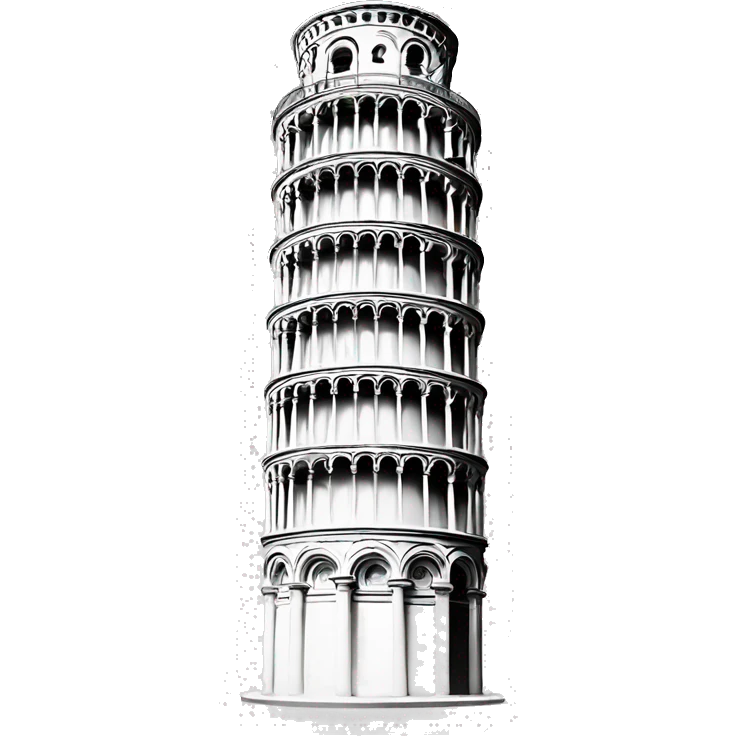 leaning tower of pisa outline black and white text emoji