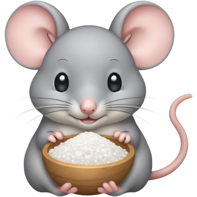 Gray Mouse holding salt emoji