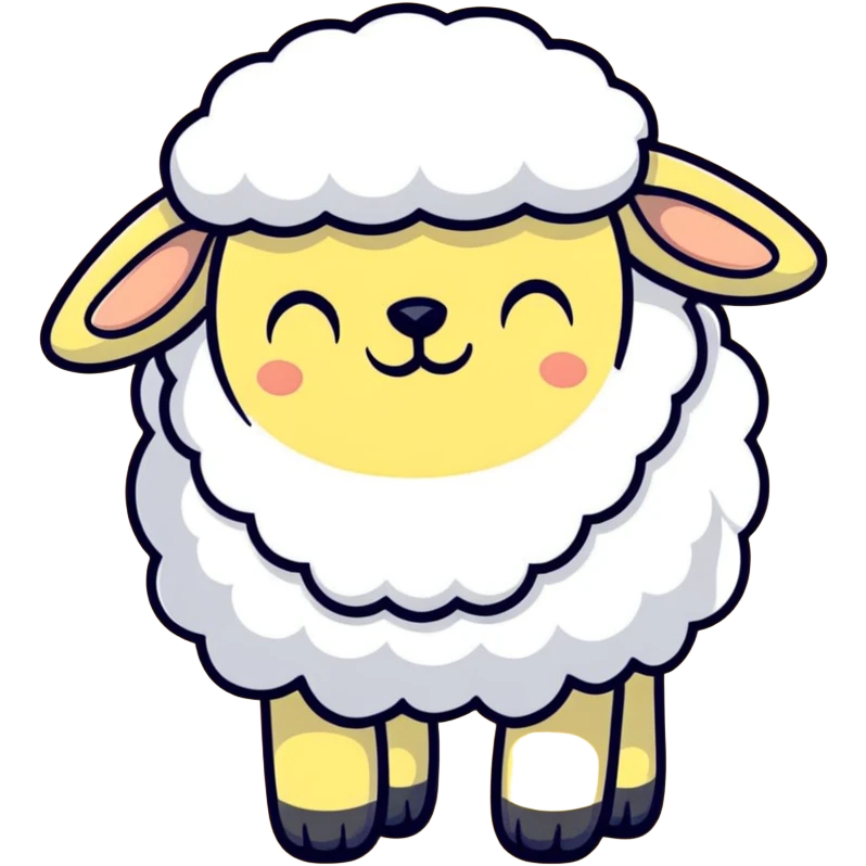 dreamy pastel blue sheep with fluffy wool and sleepy expression, like from a dream emoji