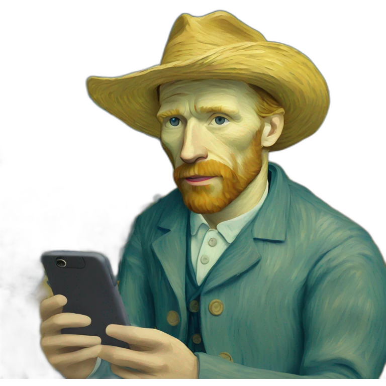Van Gogh with an iphone emoji