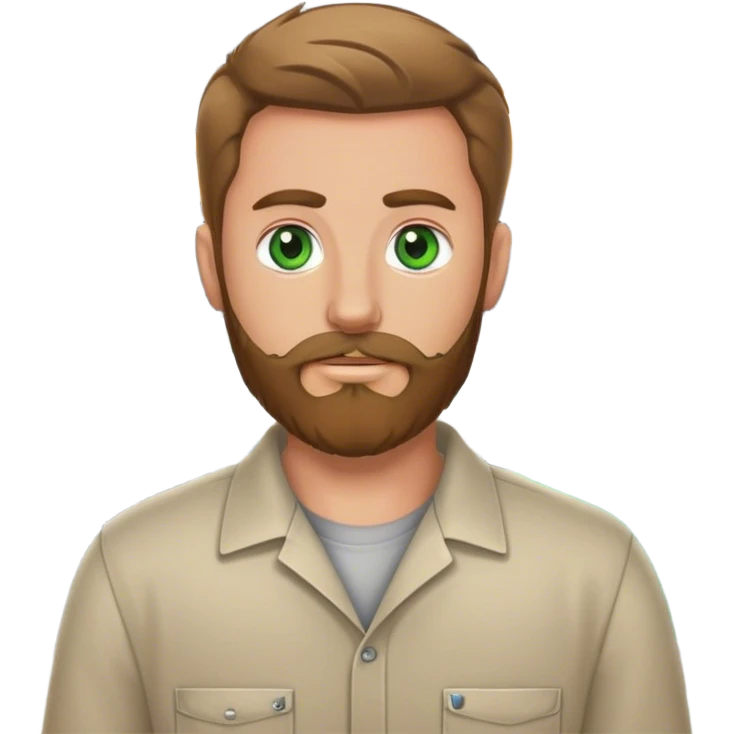  White guy with green eyes and a beard working on a Auto Body repair shop emoji