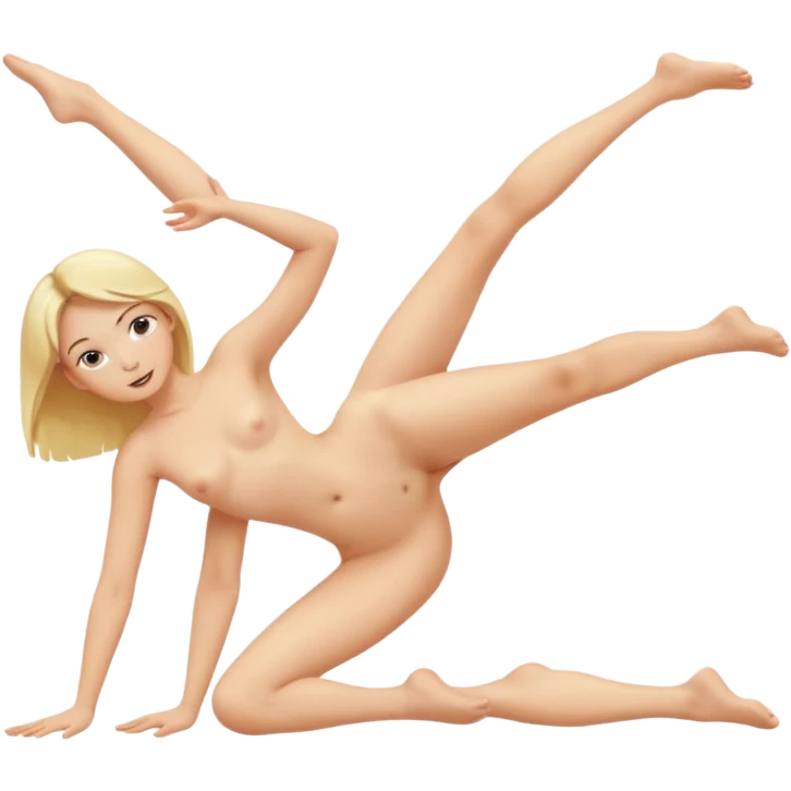 Blonde girl with big ass and tits without clothes full body stretching emoji