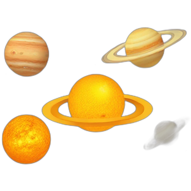 Solar system with planets shaped like hearts emoji