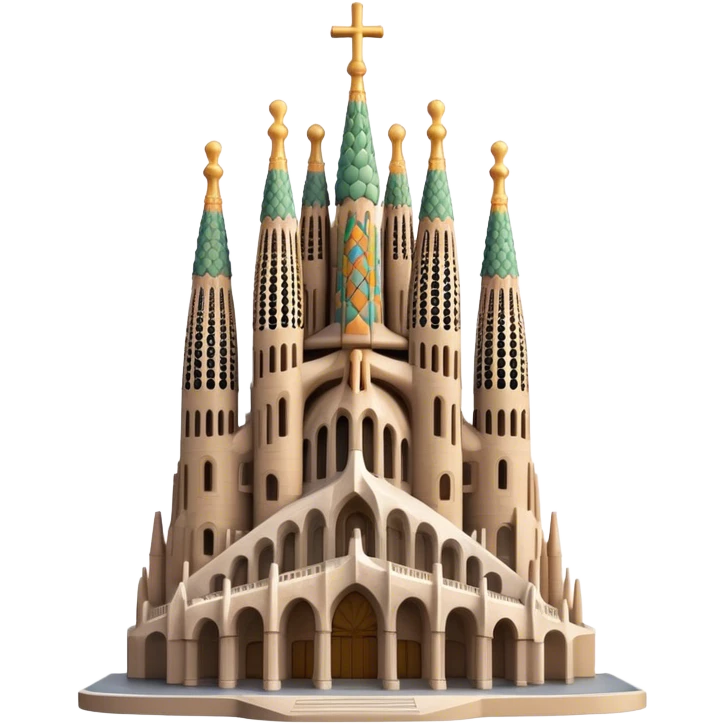 Cinematic Realistic Sagrada Fam√≠lia Landmark Emoji, depicted with the intricate, soaring architecture of the basilica rendered with detailed textures and dramatic, ethereal lighting. emoji