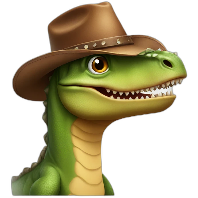 Dinosaur wearing a cowboy hat emoji
