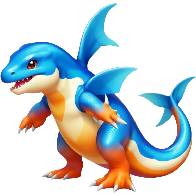white blacks colorful gradient shiny glossy Fakémon-Digimon-orca-reptile-charizard-feraligatr-lizard-creature-hybrid (full body) emoji